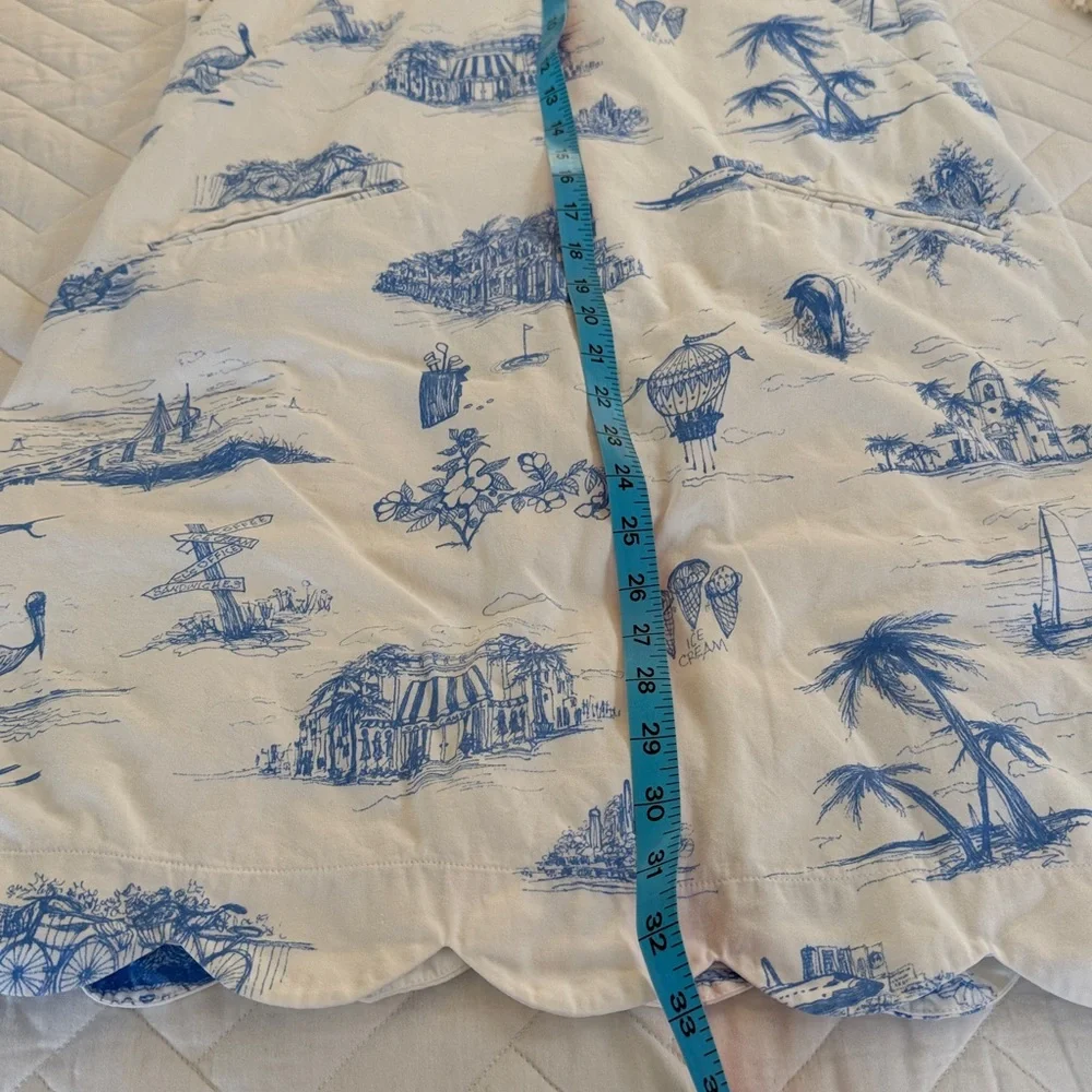 SARA CAMPBELL Nantucket Toile Blue Dress Size Medium - Picture 8 of 10